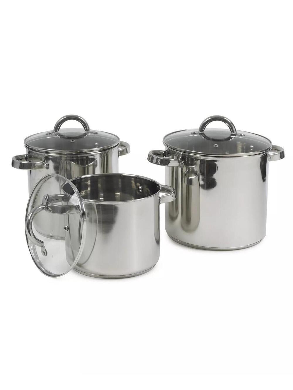 193$ Sedona Kitchen Stainless Steel 3-Pc. Stock Pot Set Stainless Steel